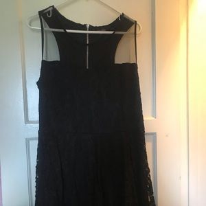 Zenobia XXXL black skater dress with mesh top